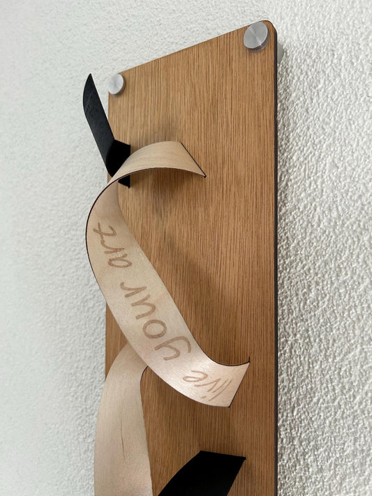 Minimalistische houten wandsculptuur – Handgemaakte lasergesneden kunst – Woondecoratiecadeau