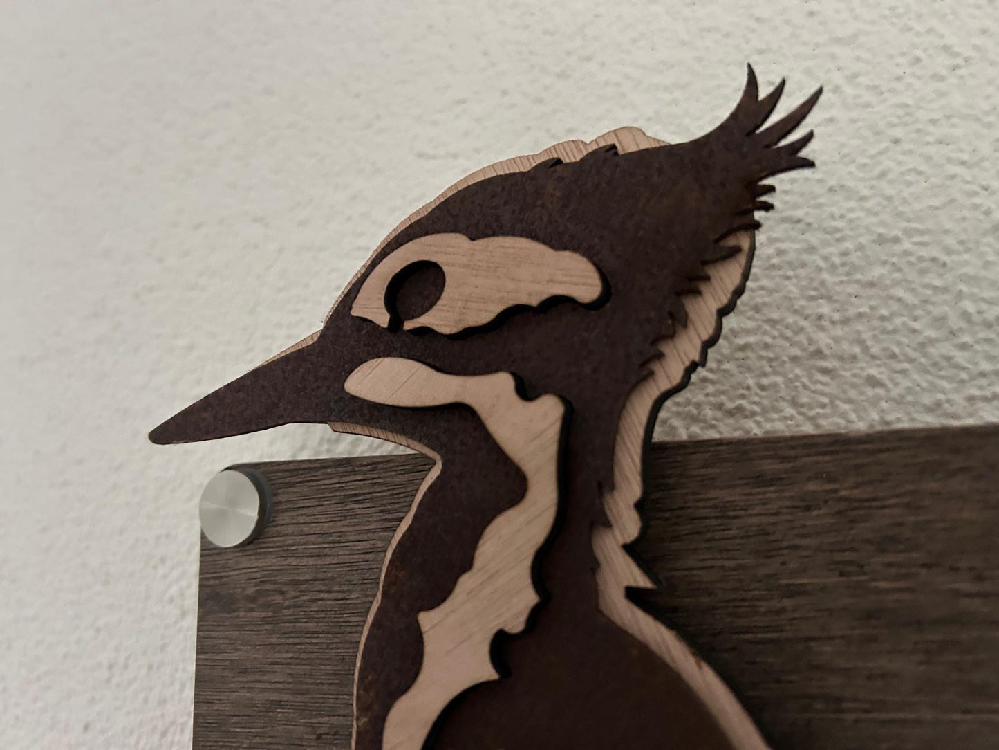 Specht – Lasergesneden kunst hout en staal – Handgemaakt woondecoratie