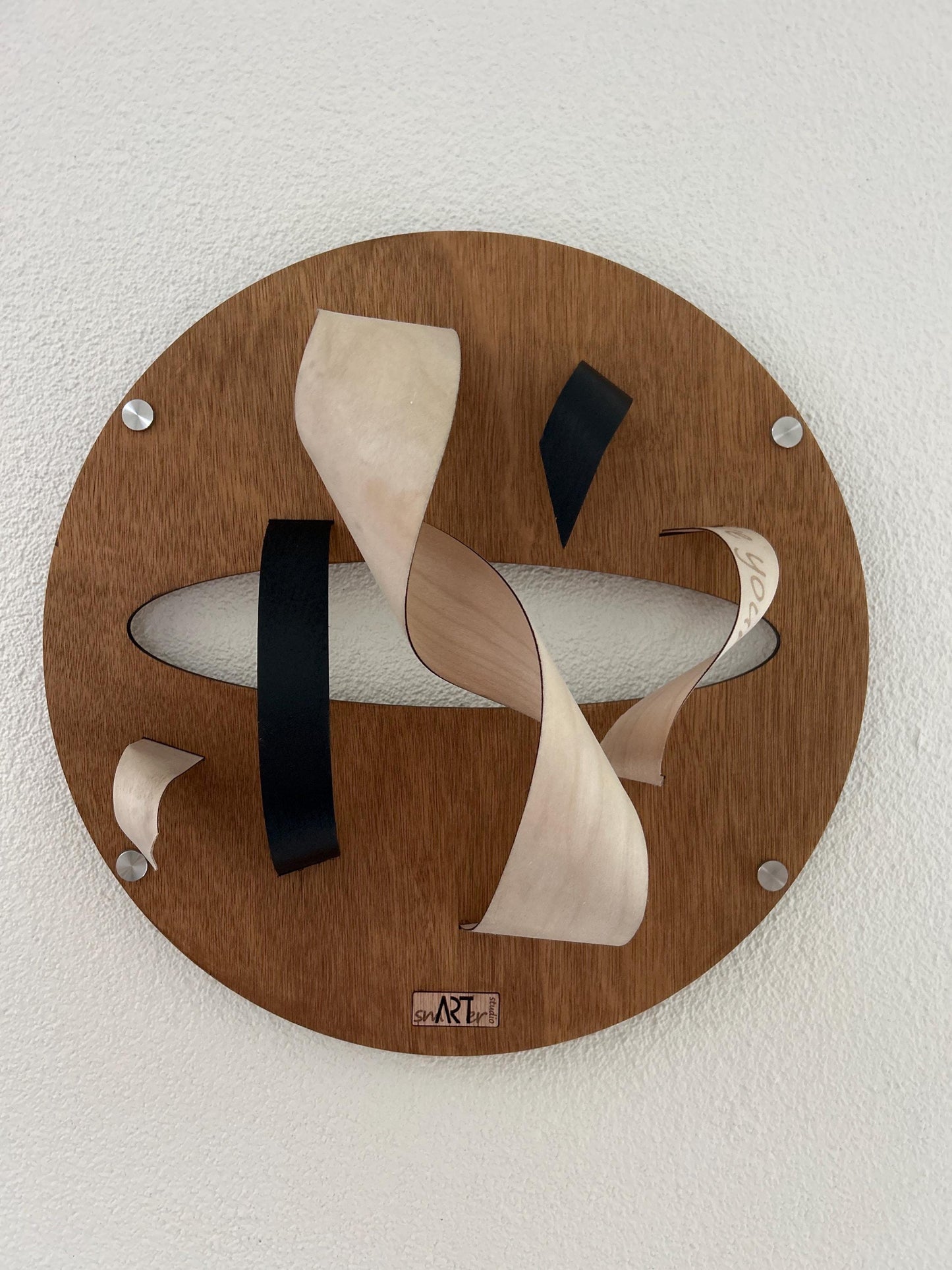 Minimalistische houten wandsculptuur – Handgemaakte lasergesneden kunst – Woondecoratiecadeau