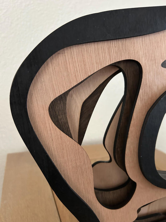 Minimalistische houten sculptuur – Handgemaakte lasergesneden kunst – Woondecoratiecadeau