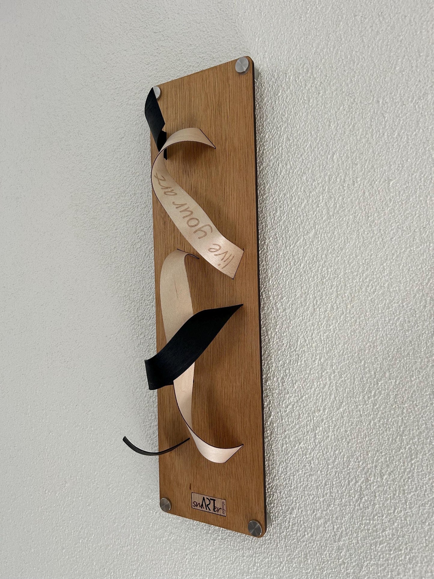 Minimalistische houten wandsculptuur – Handgemaakte lasergesneden kunst – Woondecoratiecadeau