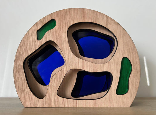 Minimalistische houten sculptuur – Handgemaakte lasergesneden kunst – Woondecoratiecadeau