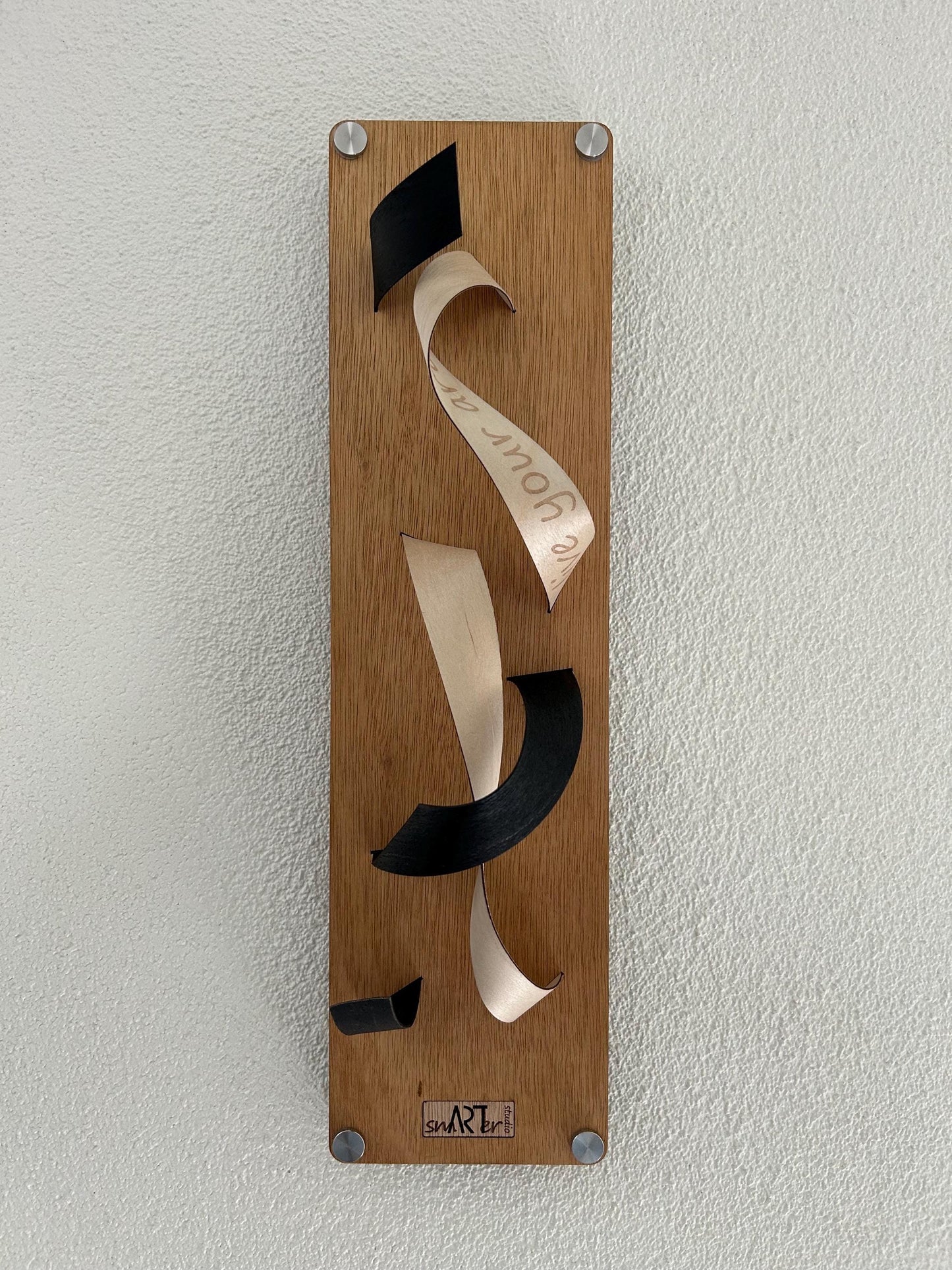 Minimalistische houten wandsculptuur – Handgemaakte lasergesneden kunst – Woondecoratiecadeau