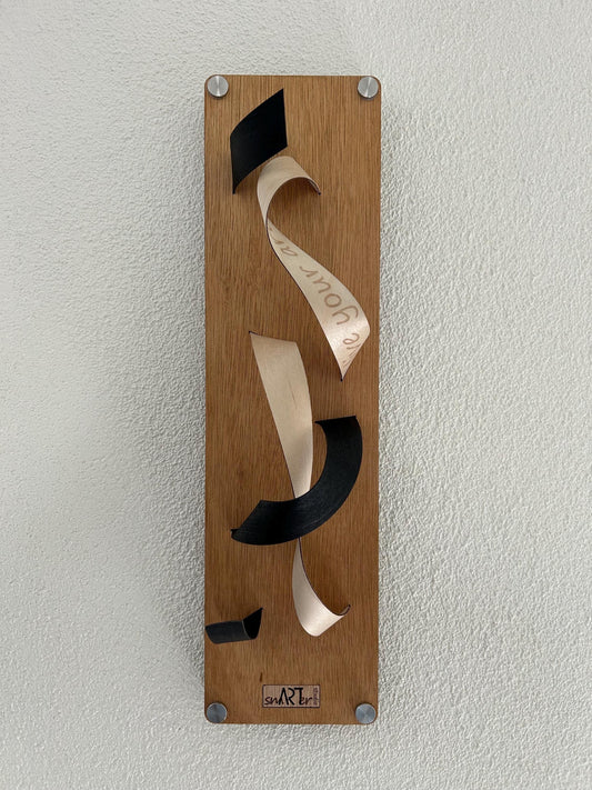 Minimalistische houten wandsculptuur – Handgemaakte lasergesneden kunst – Woondecoratiecadeau
