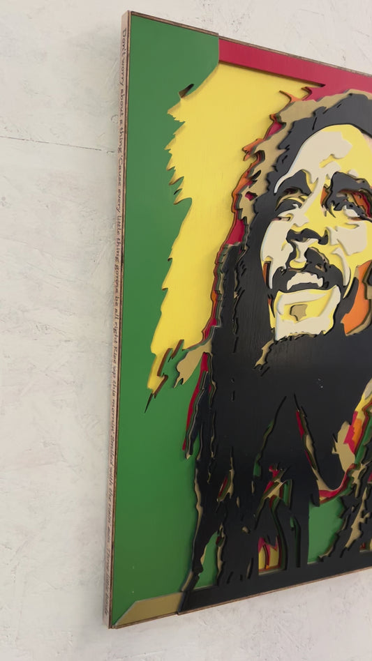 Bob Marley - abstract multilaags kunstwerk